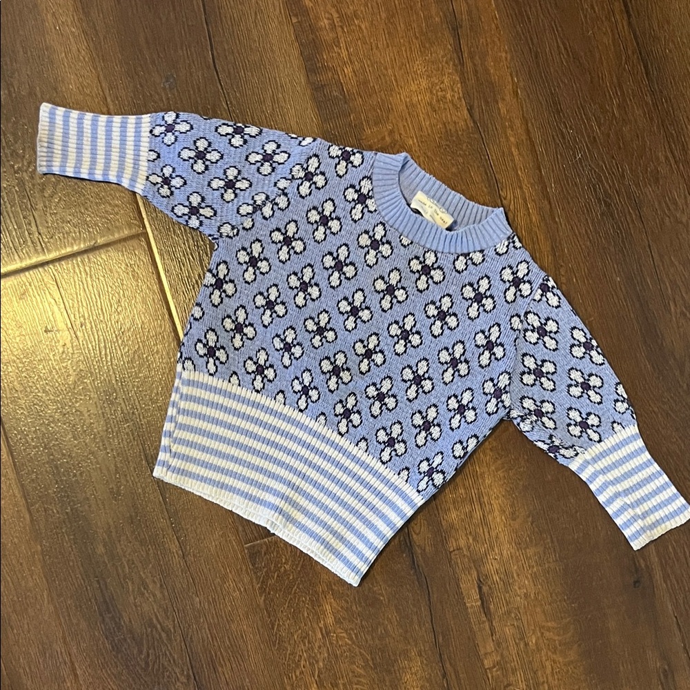 Loop Brand Floral Patterned Blue Baby Sweater Size 6-12 months